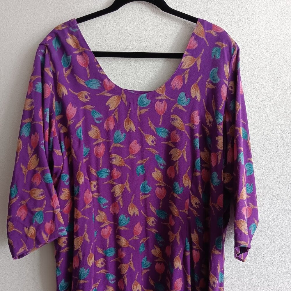 Plus Size Multicolored Tulip Purple Dress